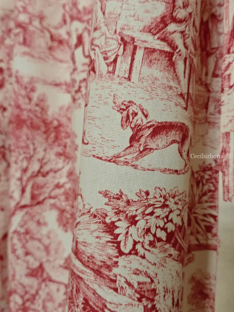 Grembiule di toile de Jouy rossa (Ref. 308) grembiule donna tessuti moderni