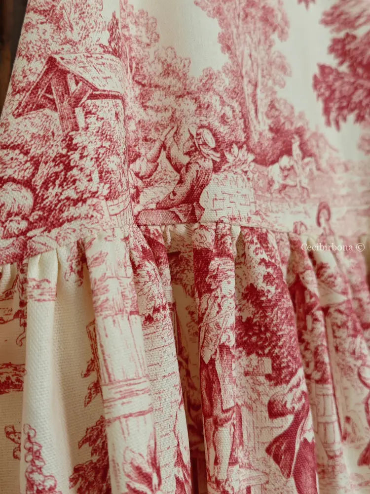 Grembiule di toile de Jouy rossa (Ref. 308) grembiule donna tessuti moderni
