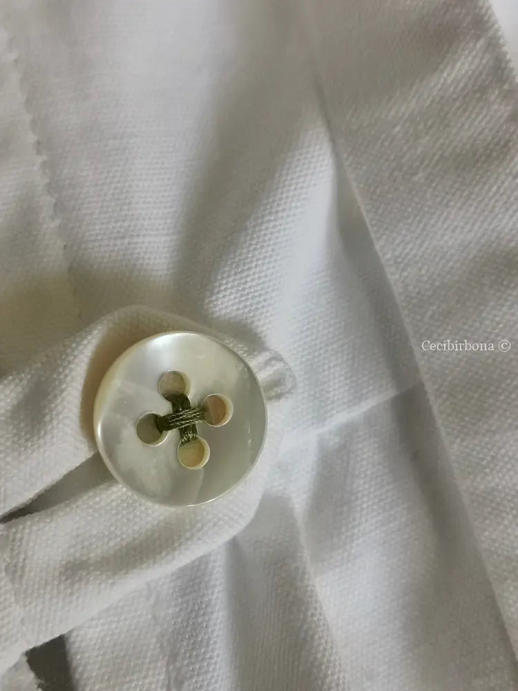 Grembiule impero in cotone vintage con tasche ricamate a margherite (Ref. 178) grembiule donna tessuti antichi