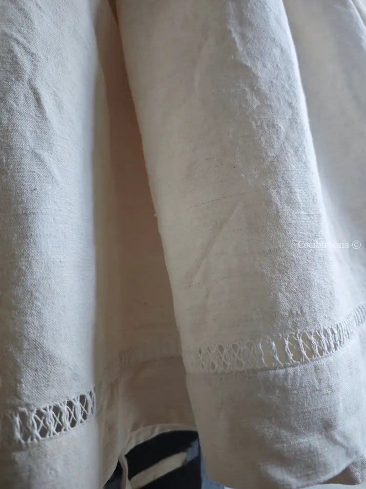 Grembiule in canapa e lino con sfilatura e monogramma UDC (Ref. 480) grembiule donna tessuti antichi