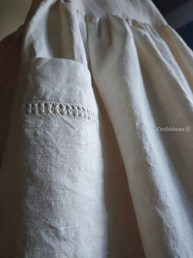 Grembiule in canapa e lino con sfilatura e monogramma UDC (Ref. 480) grembiule donna tessuti antichi