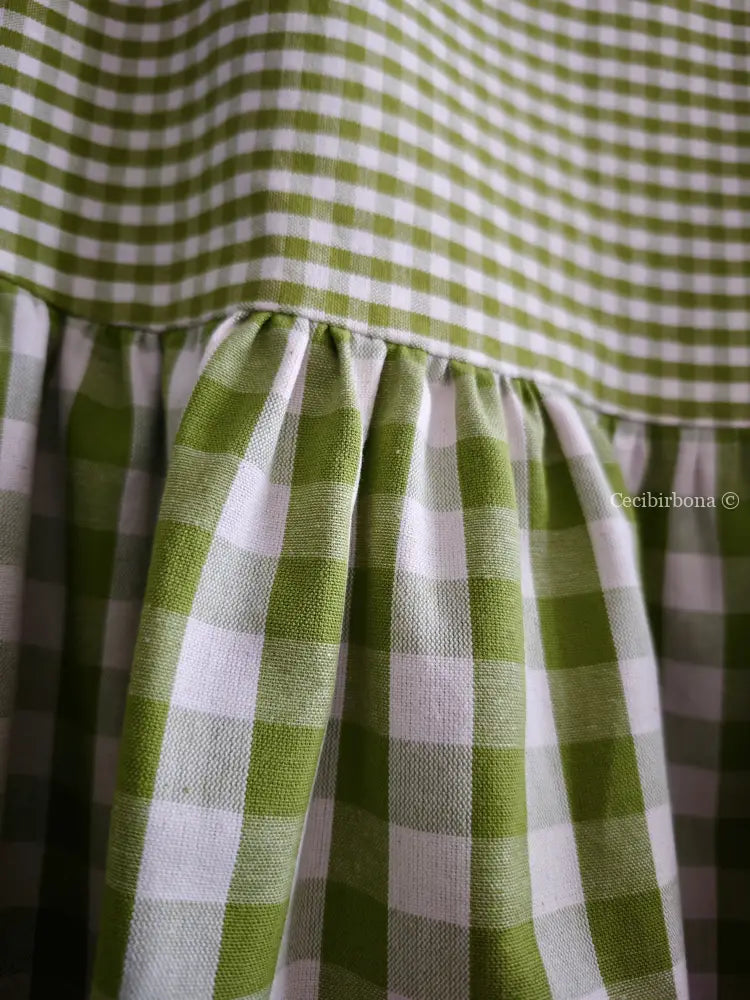 Grembiule in cotone a quadri verdi patchwork (Ref. 426) grembiule donna tessuti moderni