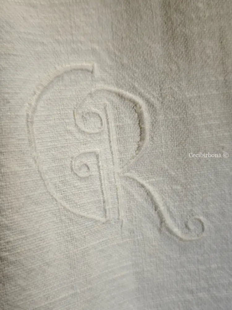Grembiule in cotone antico con monogramma GR e sfilatura (Ref. 136) grembiule donna tessuti antichi