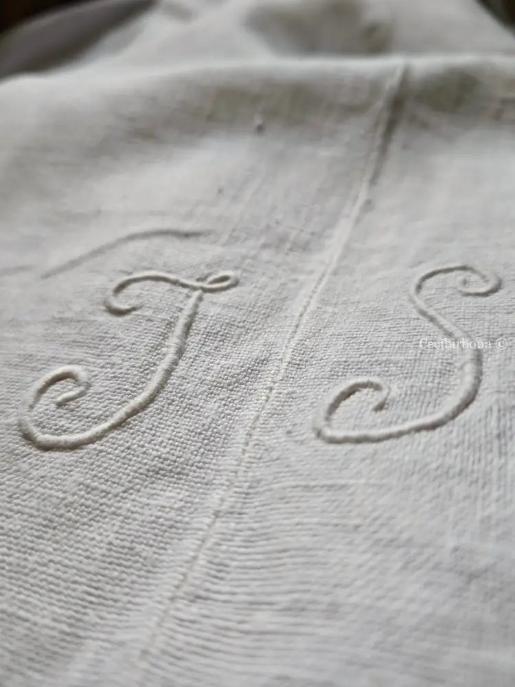 Grembiule in cotone antico con monogramma TS e sfilatura (Ref. 476) grembiule donna tessuti antichi