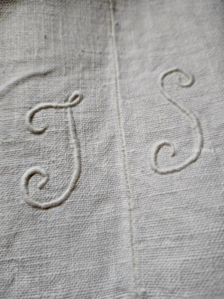 Grembiule in cotone antico con monogramma TS e sfilatura (Ref. 476) grembiule donna tessuti antichi