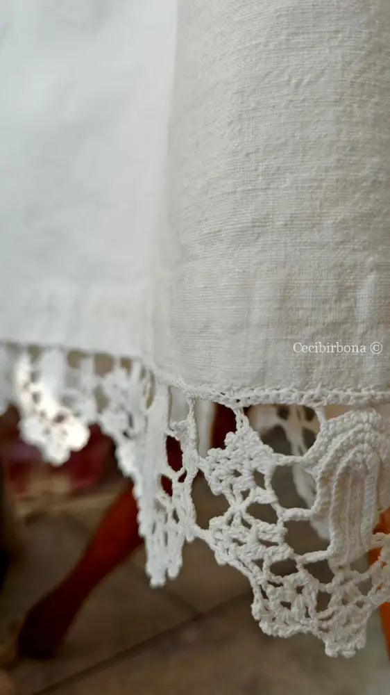 Grembiule in cotone con bordo all’uncinetto (Ref.220) grembiule donna in tessuto antico