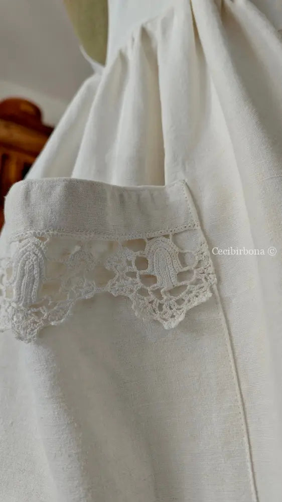 Grembiule in cotone con bordo all’uncinetto (Ref.220) grembiule donna in tessuto antico