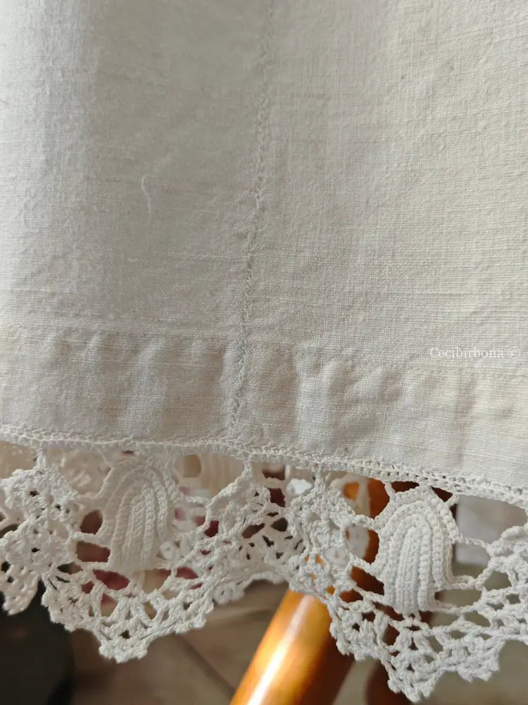 Grembiule in cotone con bordo all’uncinetto (Ref.220) grembiule donna in tessuto antico