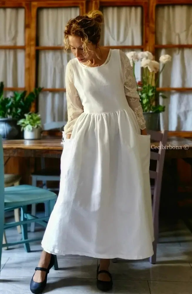 Grembiule in cotone con monogramma C (Ref. 158) grembiule donna tessuti antichi