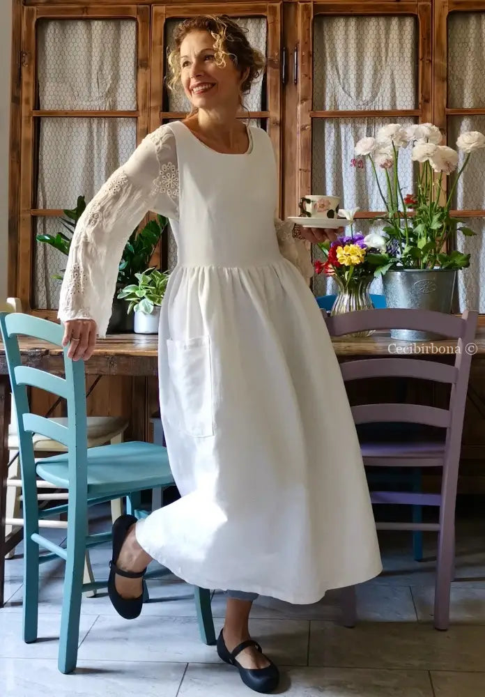 Grembiule in cotone con monogramma C (Ref. 158) grembiule donna tessuti antichi