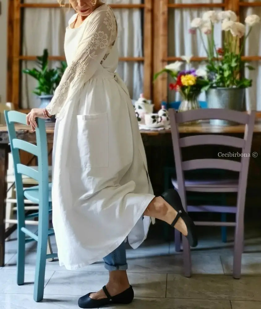 Grembiule in cotone con monogramma C (Ref. 158) grembiule donna tessuti antichi