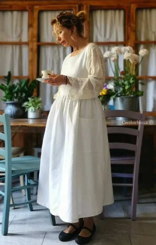 Grembiule in cotone con monogramma C (Ref. 158) grembiule donna tessuti antichi