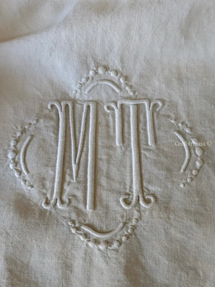 Grembiule in cotone con monogramma MT e sfilatura (Ref. 199) grembiule donna tessuti antichi