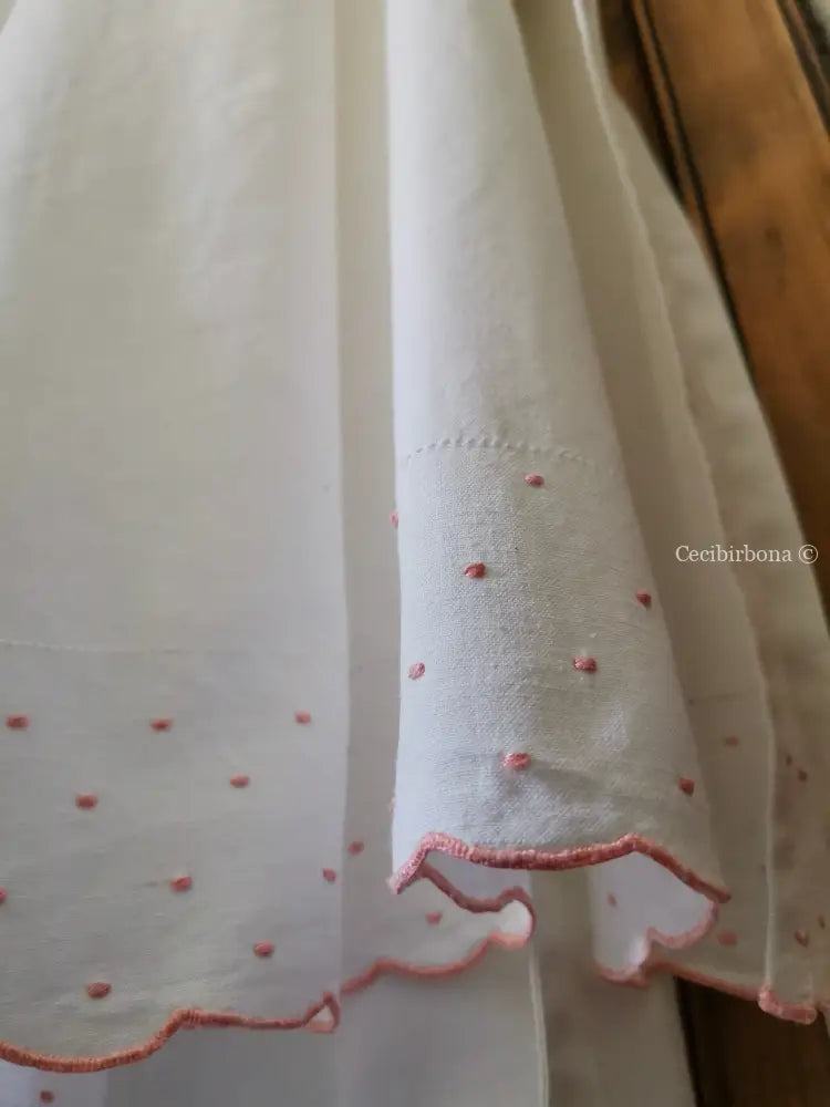 Grembiule in cotone con ricami rosa (Ref. 176) grembiule donna tessuti antichi