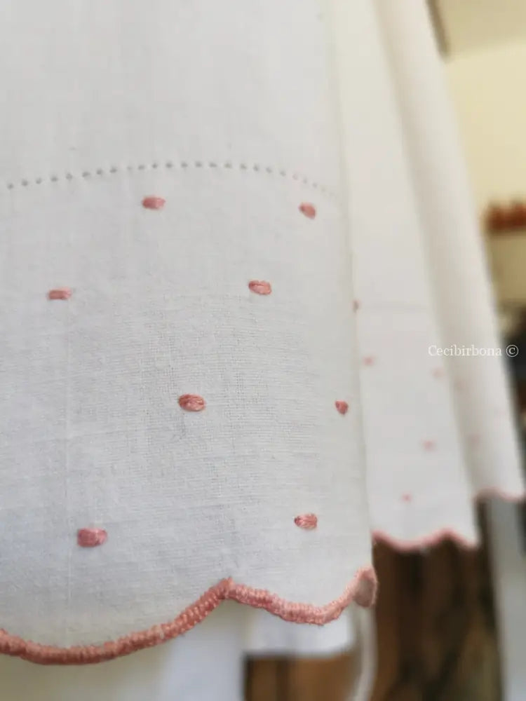 Grembiule in cotone con ricami rosa (Ref. 176) grembiule donna tessuti antichi