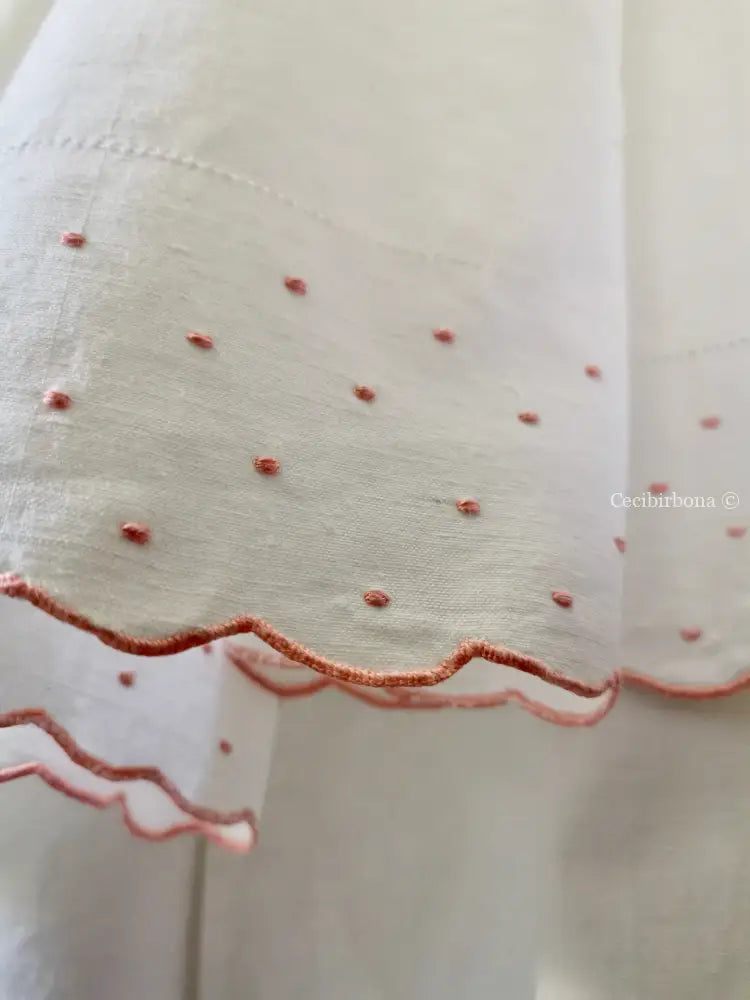 Grembiule in cotone con ricami rosa (Ref. 176) grembiule donna tessuti antichi