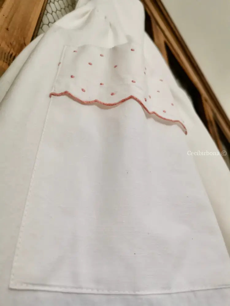 Grembiule in cotone con ricami rosa (Ref. 176) grembiule donna tessuti antichi