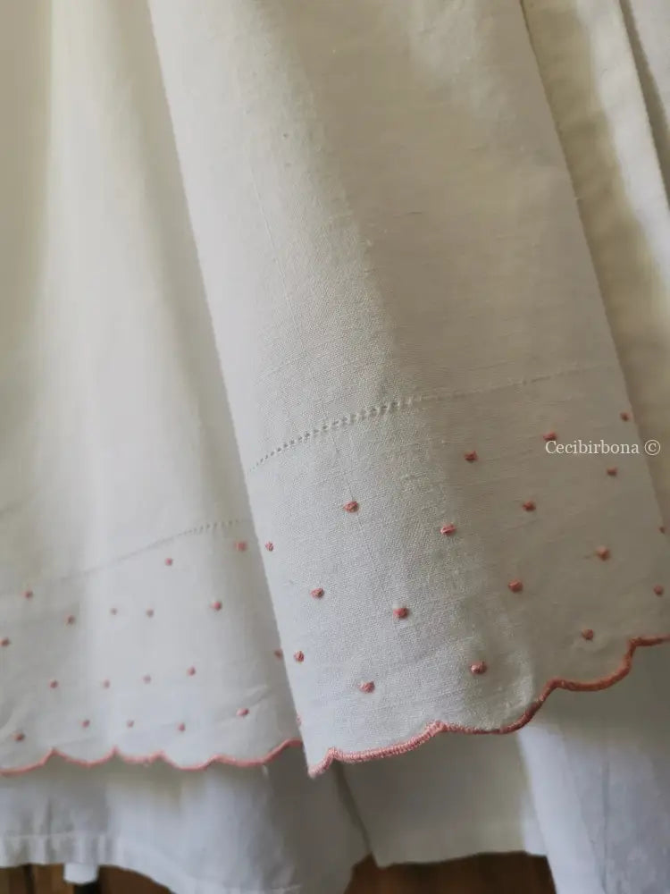 Grembiule in cotone con ricami rosa (Ref. 176) grembiule donna tessuti antichi