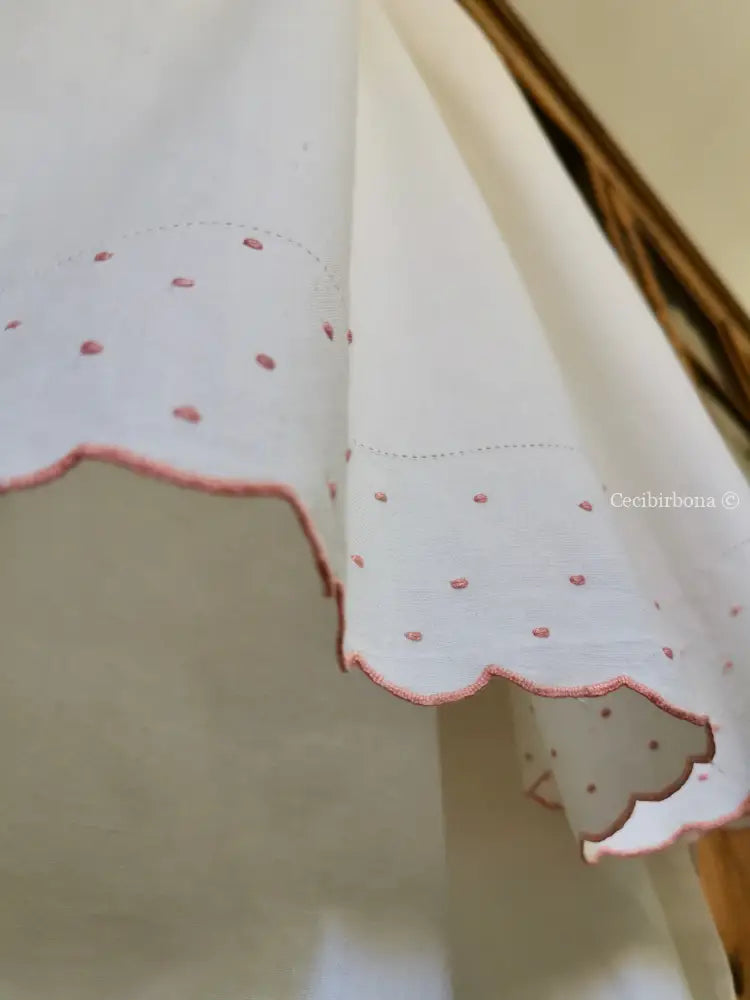 Grembiule in cotone con ricami rosa (Ref. 176) grembiule donna tessuti antichi