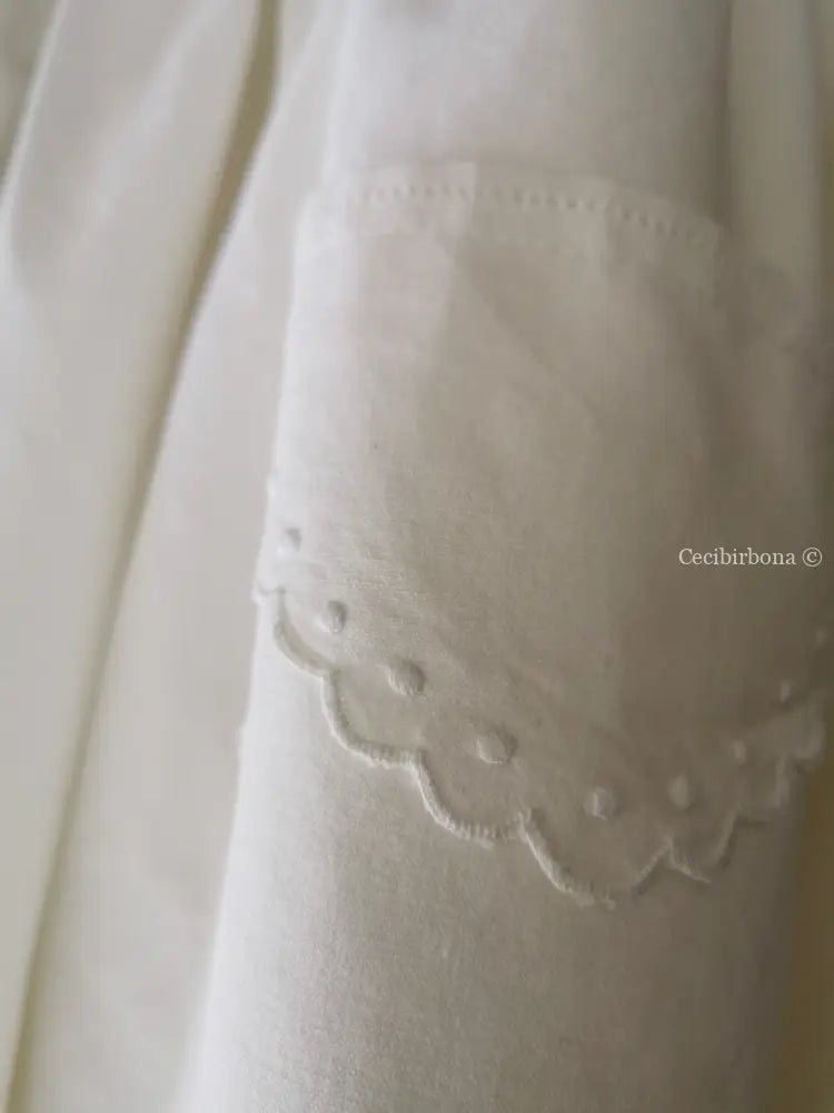 Grembiule in cotone con smerlo e monogramma NM (Ref. 152) grembiule donna tessuti antichi