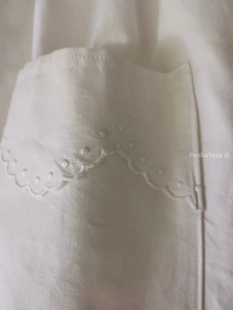 Grembiule in cotone con smerlo e monogramma NM (Ref. 152) grembiule donna tessuti antichi