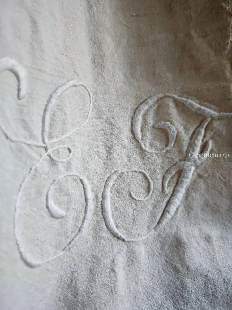Grembiule in cotone e canapa con monogramma EF (Ref. 481) grembiule donna tessuti antichi