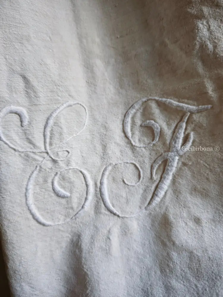Grembiule in cotone e canapa con monogramma EF (Ref. 481) grembiule donna tessuti antichi