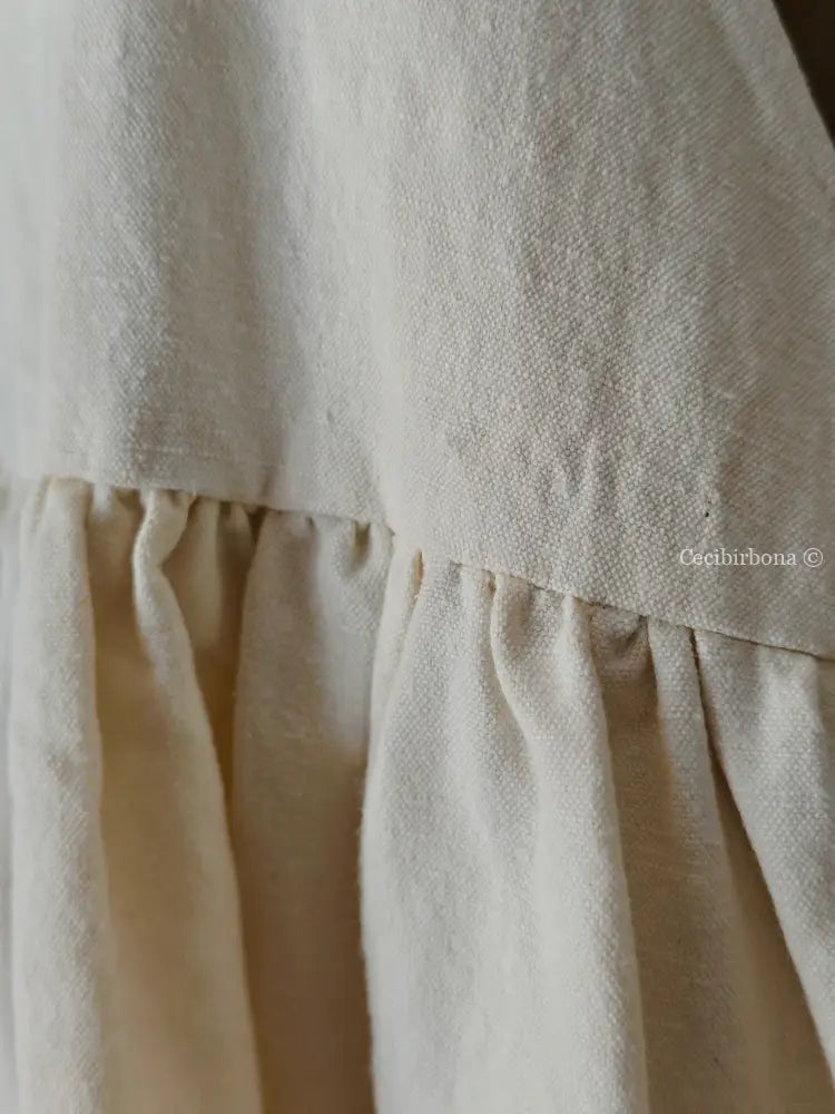 Grembiule in cotone e canapa vintage con bordo all’uncinetto (Ref. 300) grembiule donna in tessuto antico