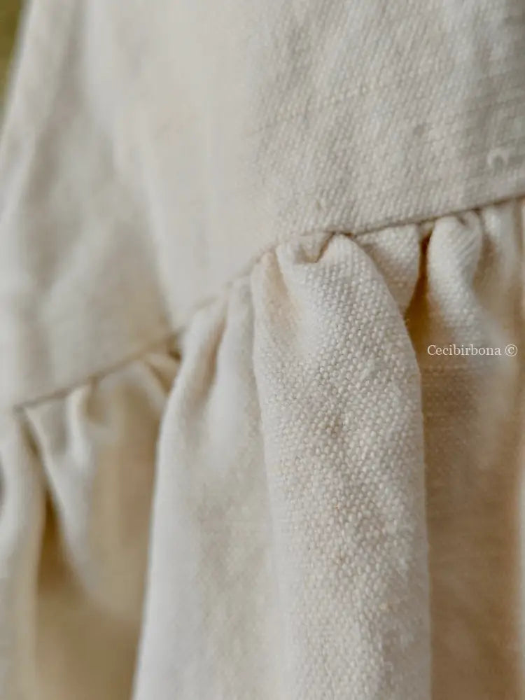 Grembiule in cotone e canapa vintage con bordo all’uncinetto (Ref. 300) grembiule donna in tessuto antico