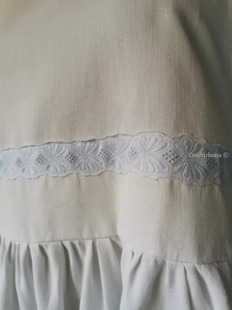 Grembiule in cotone e lino con passamaneria celeste (Ref. 157) grembiule donna in tessuto antico