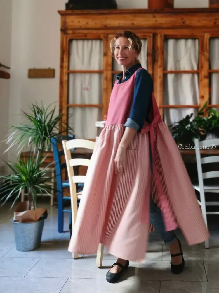 Grembiule in cotone rosso ciliegia (Ref. 394)) grembiule donna tessuti moderni