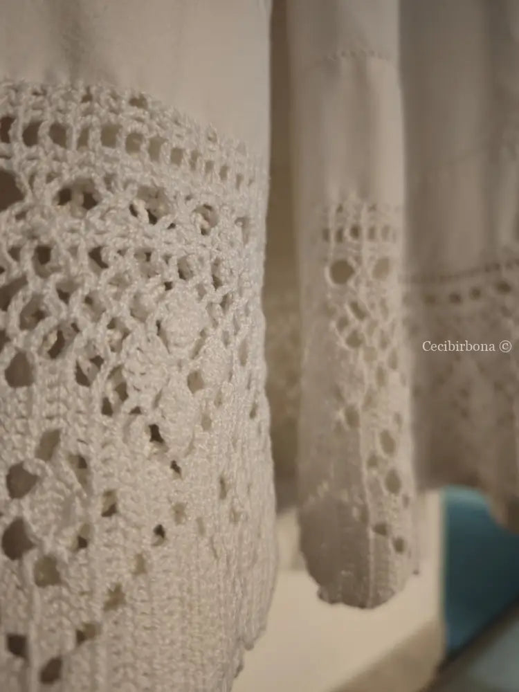 Grembiule in cotone vintage con balza all’uncinetto (Ref. 184)