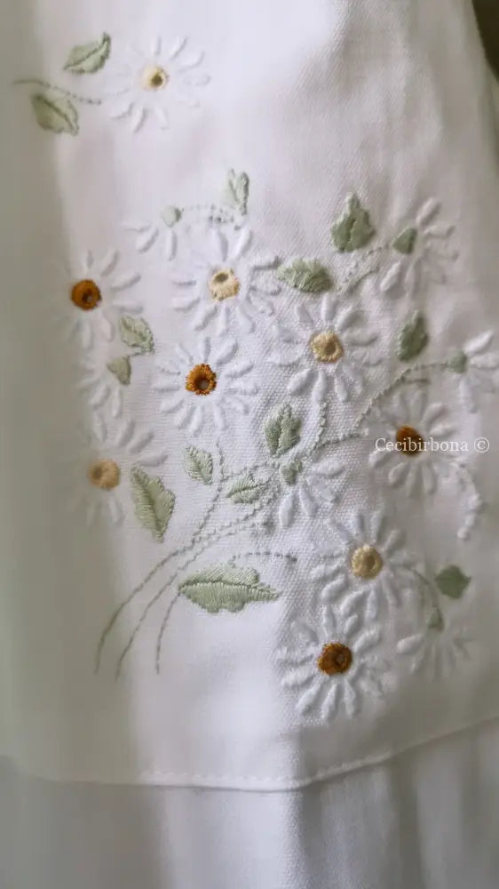 Grembiule in cotone vintage con le margherite (Rif. 156) grembiule donna in tessuto antico