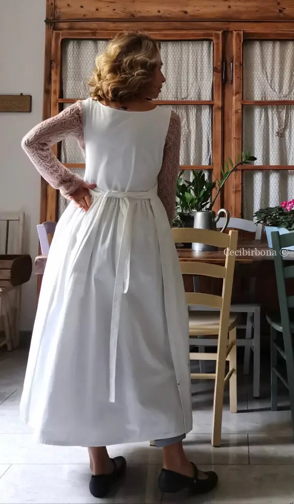 Grembiule in cotone vintage con le margherite (Rif. 156) grembiule donna in tessuto antico