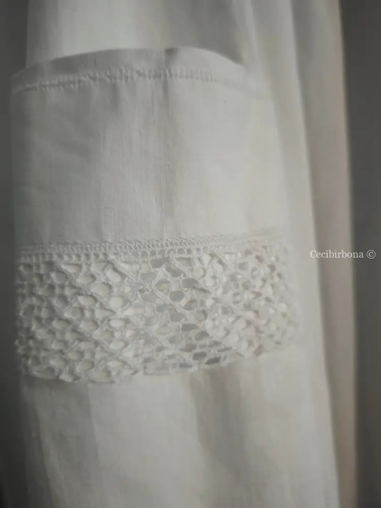 Grembiule in cotone vintage con pizzo e monogramma TS (Ref. 499) grembiule donna tessuti antichi