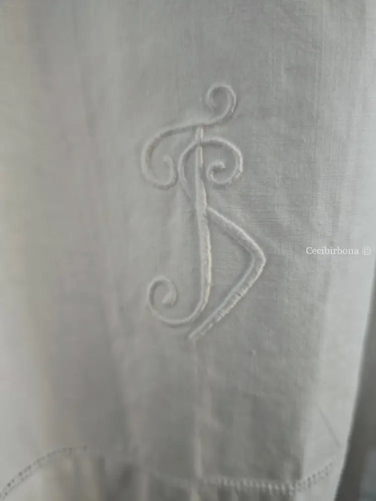 Grembiule in cotone vintage con pizzo e monogramma TS (Ref. 499) grembiule donna tessuti antichi