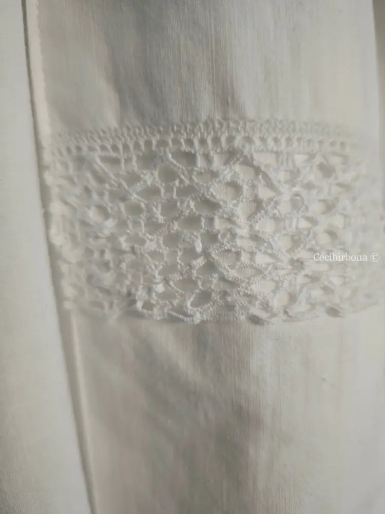 Grembiule in cotone vintage con pizzo e monogramma TS (Ref. 499) grembiule donna tessuti antichi