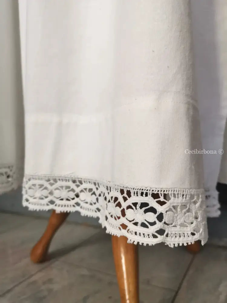 Grembiule in cotone vintage con pizzo (Ref. 56) grembiule donna tessuti antichi