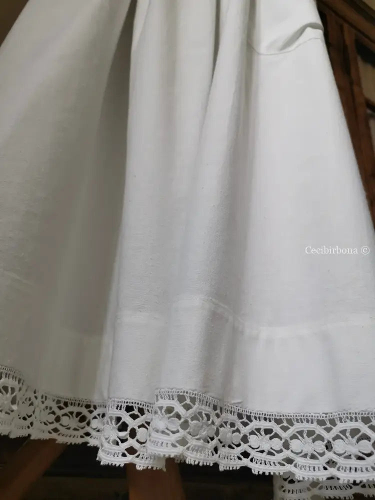 Grembiule in cotone vintage con pizzo (Ref. 56) grembiule donna tessuti antichi