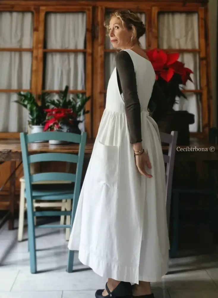 Grembiule in cotone vintage con sfilatura (Ref. 15) grembiule donna in tessuto antico