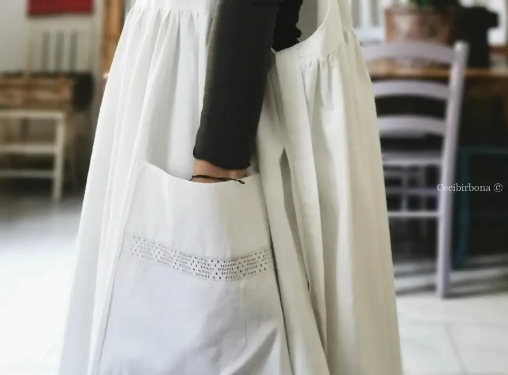 Grembiule in cotone vintage con sfilatura (Ref. 15) grembiule donna in tessuto antico