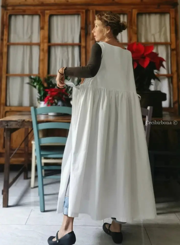 Grembiule in cotone vintage con sfilatura (Ref. 15) grembiule donna in tessuto antico