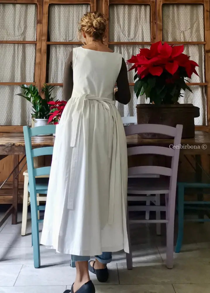 Grembiule in cotone vintage con sfilatura (Ref. 15) grembiule donna in tessuto antico