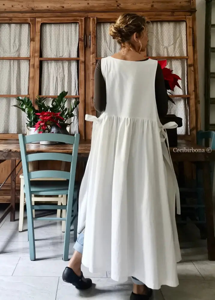 Grembiule in cotone vintage con sfilatura (Ref. 15) grembiule donna in tessuto antico