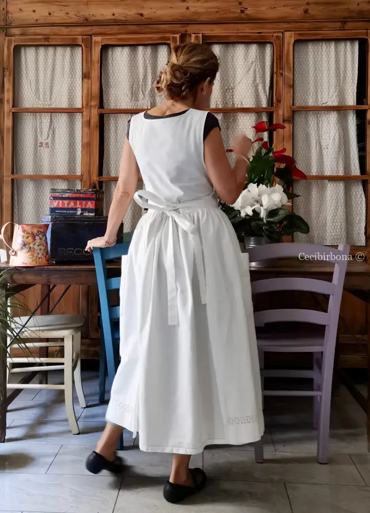 Grembiule in cotone vintage con sfilatura (Ref. 497) grembiule donna in tessuto antico