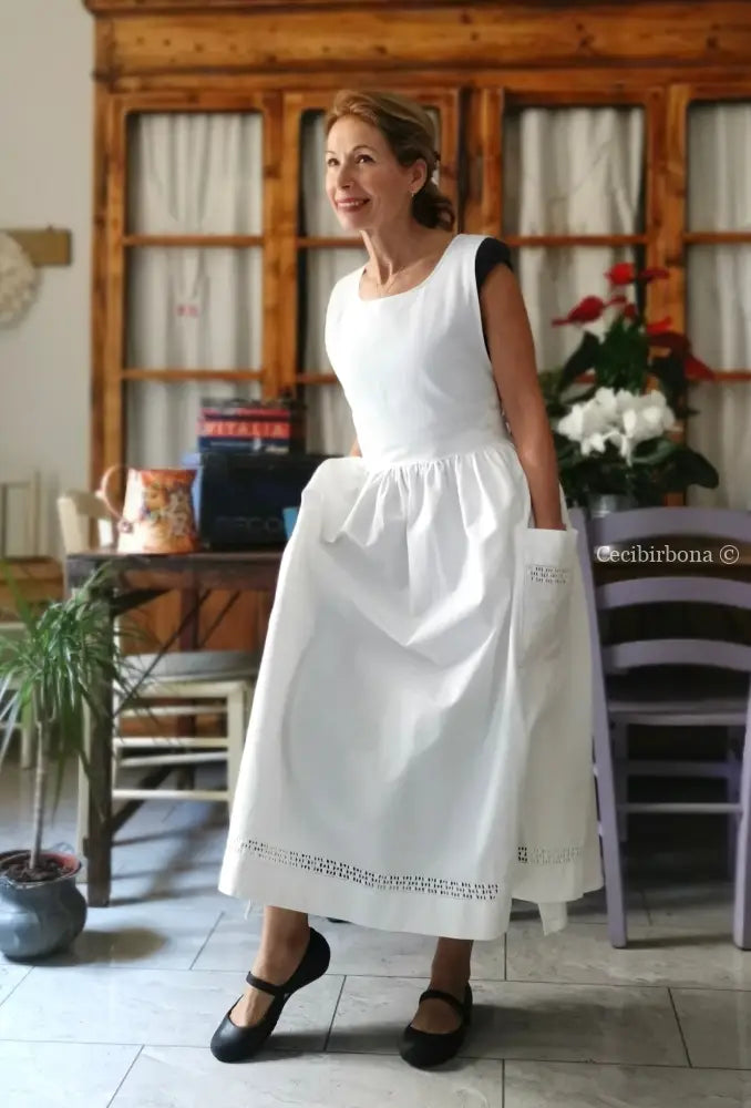 Grembiule in cotone vintage con sfilatura (Ref. 497) grembiule donna in tessuto antico