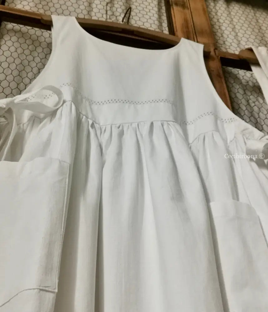 Grembiule in cotone vintage con sfilatura (Ref. 55) grembiule donna in tessuto antico