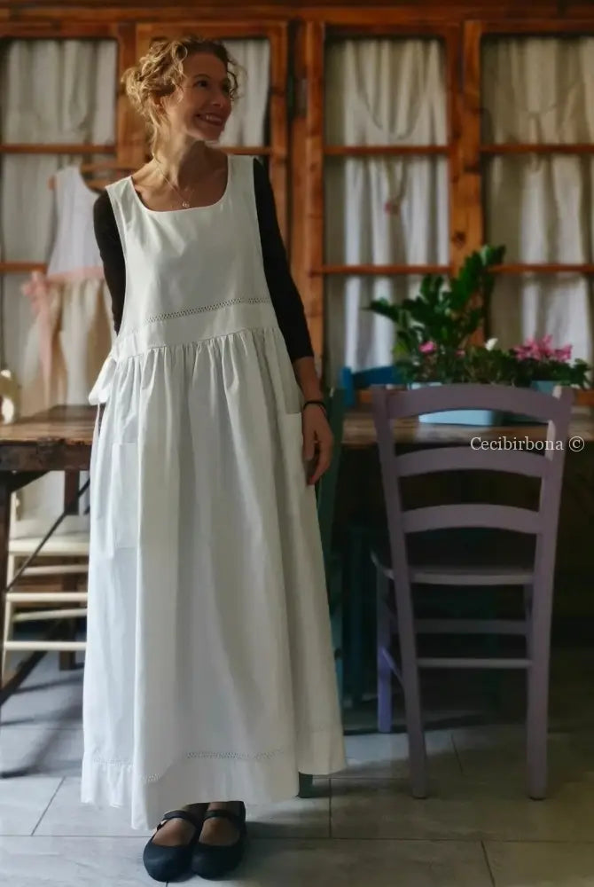 Grembiule in cotone vintage con sfilatura (Ref. 55) grembiule donna in tessuto antico