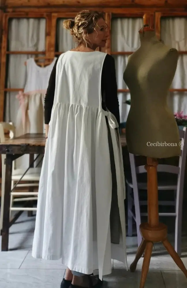 Grembiule in cotone vintage con sfilatura (Ref. 55) grembiule donna in tessuto antico