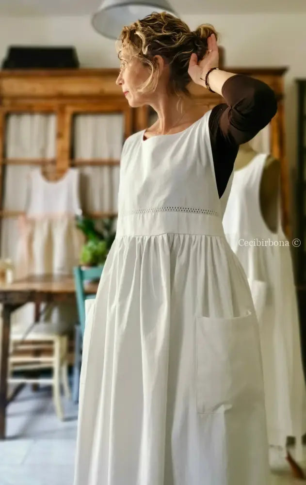 Grembiule in cotone vintage con sfilatura (Ref. 55) grembiule donna in tessuto antico